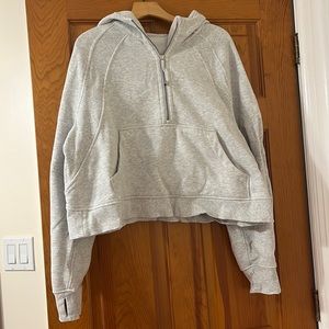 Lululemon hooded gray scuba half zip size Xl/XXL